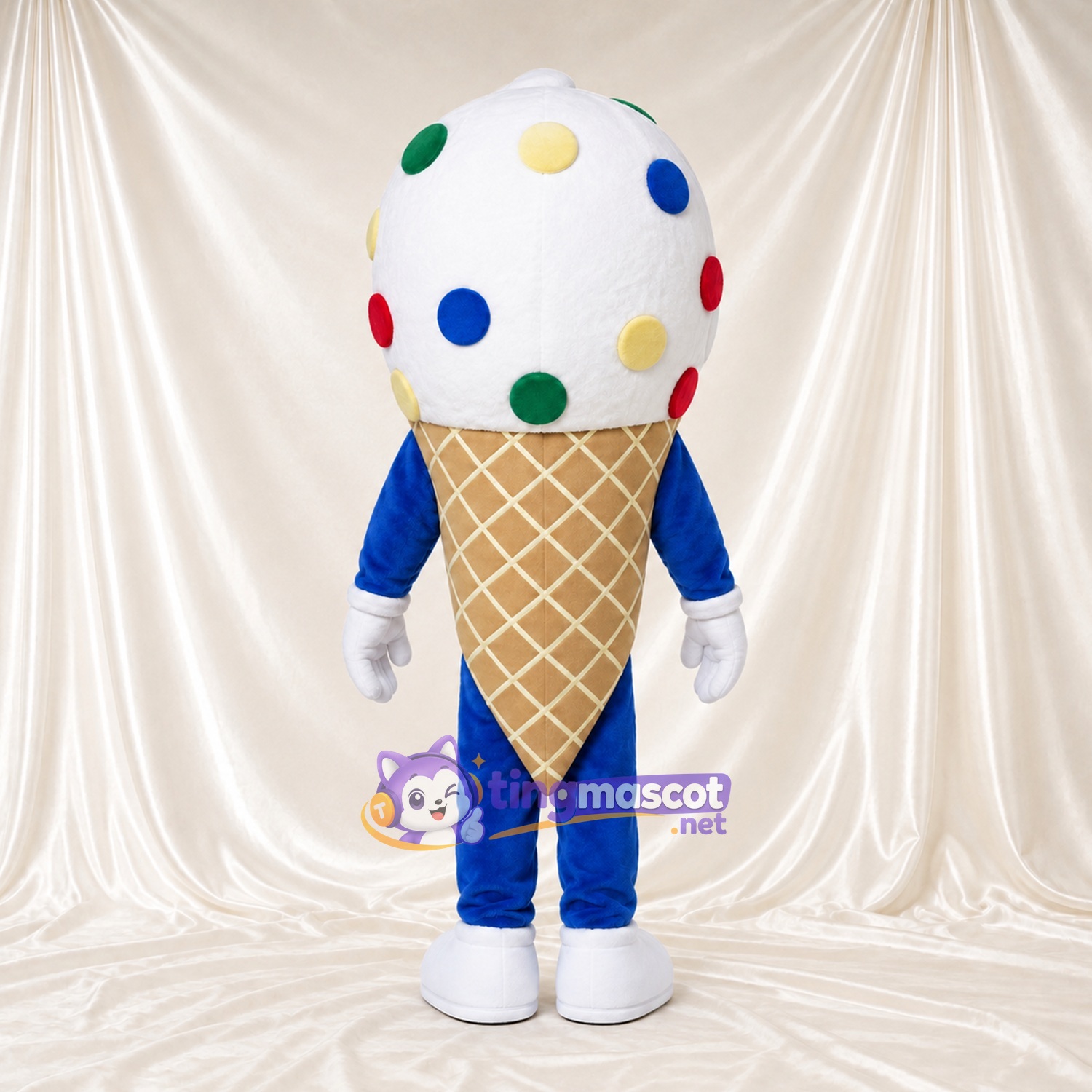 Maskottchenkostüm Eiscreme – mehrfarbig – Streuseldekor (bunt) Maskottchenkostüm Eiscreme – mehrfarbig – Streuseldekor (bunt)