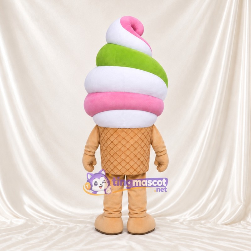 Maskottchenkostüm Eiscreme – rosa / weiß / grün Maskottchenkostüm Eiscreme – rosa / weiß / grün