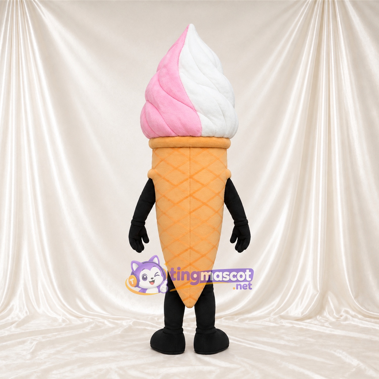 Maskottchenkostüm Eiscreme – rosa / weiß Maskottchenkostüm Eiscreme – rosa / weiß