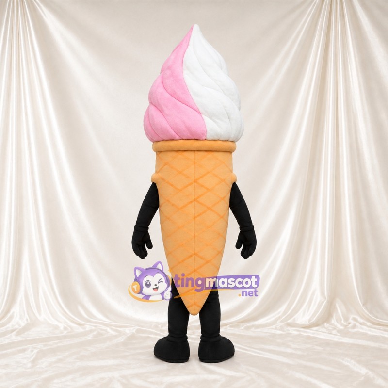 Maskottchenkostüm Eiscreme – rosa / weiß Maskottchenkostüm Eiscreme – rosa / weiß