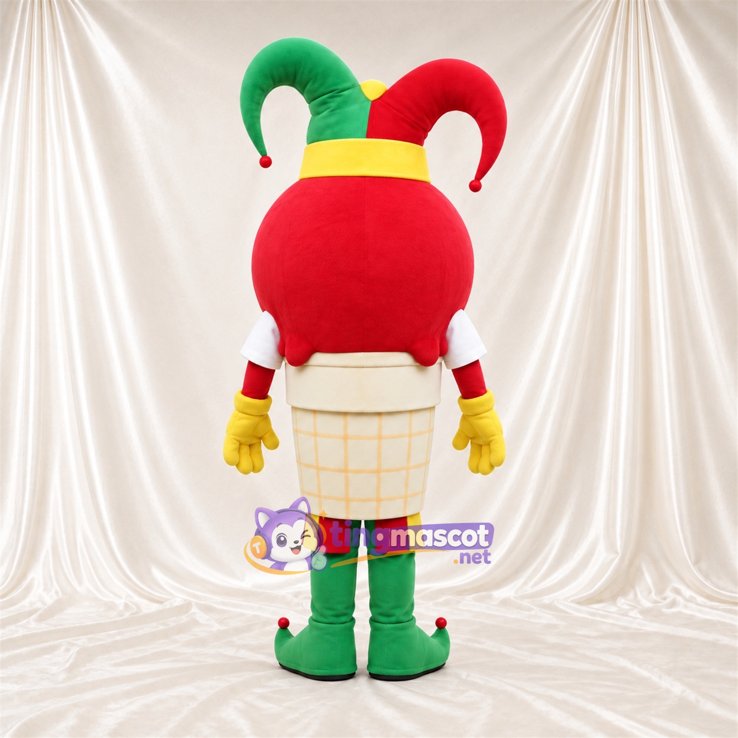 Red Ice Cream Jester Mascot Costume - Colorful Hat Red Ice Cream Jester Mascot Costume - Colorful Hat