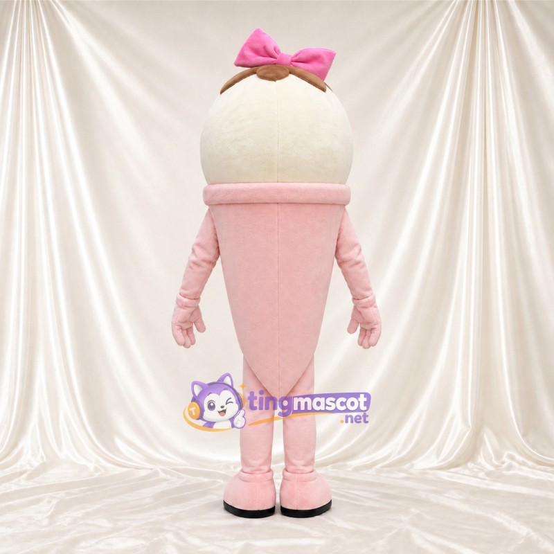 Maskottchenkostüm Eiscreme – rosa – Schleife (rosa) Maskottchenkostüm Eiscreme – rosa – Schleife (rosa)