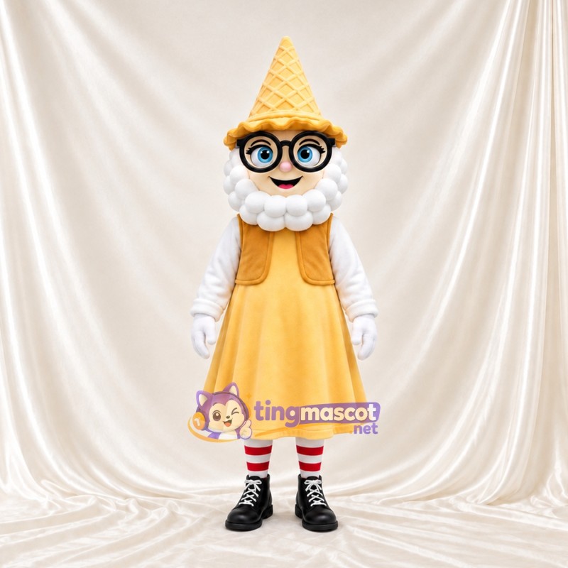 Maskottchenkostüm Eiscreme – gelb – Outfit (gelb); Hut Maskottchenkostüm Eiscreme – gelb – Outfit (gelb); Hut