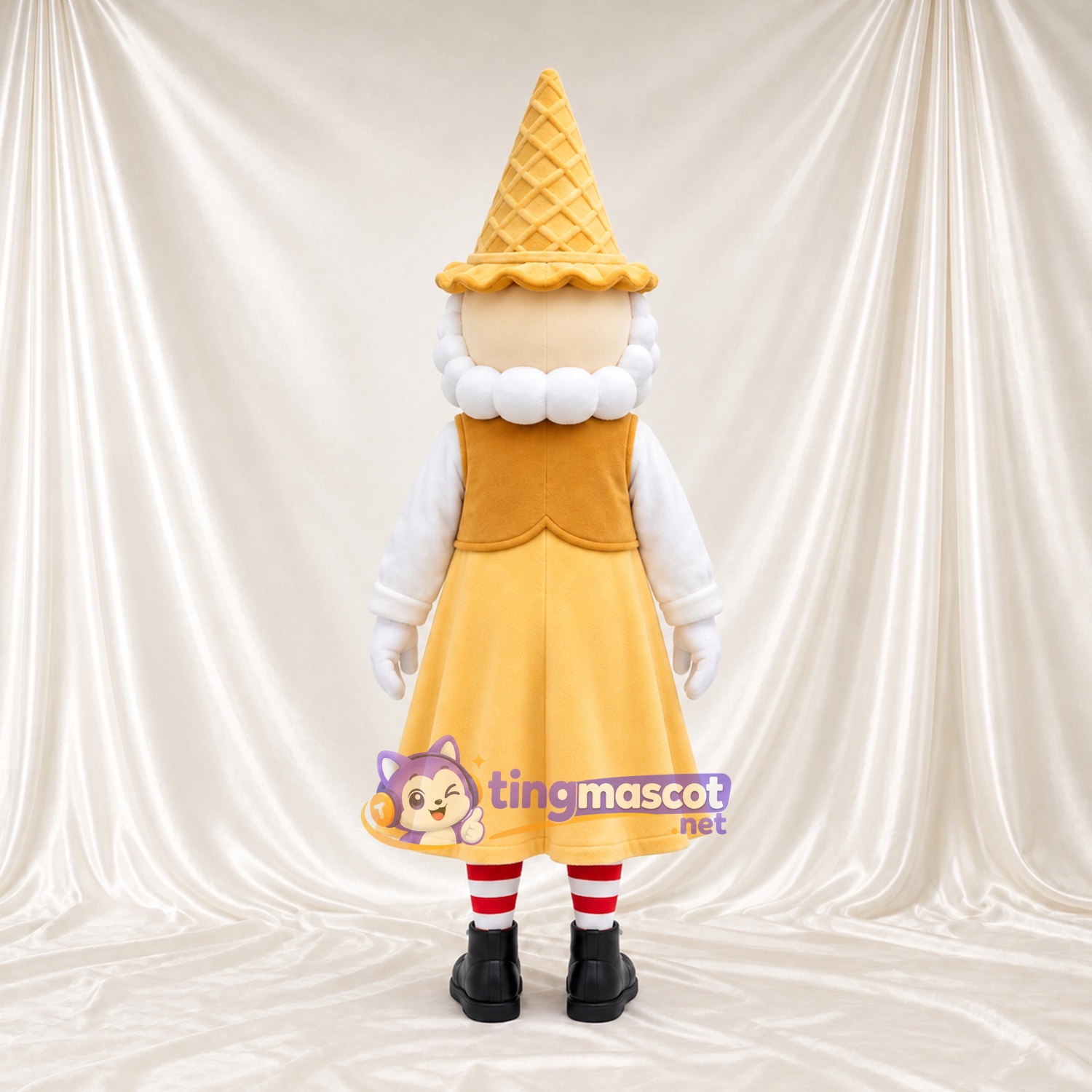 Maskottchenkostüm Eiscreme – gelb – Outfit (gelb); Hut Maskottchenkostüm Eiscreme – gelb – Outfit (gelb); Hut