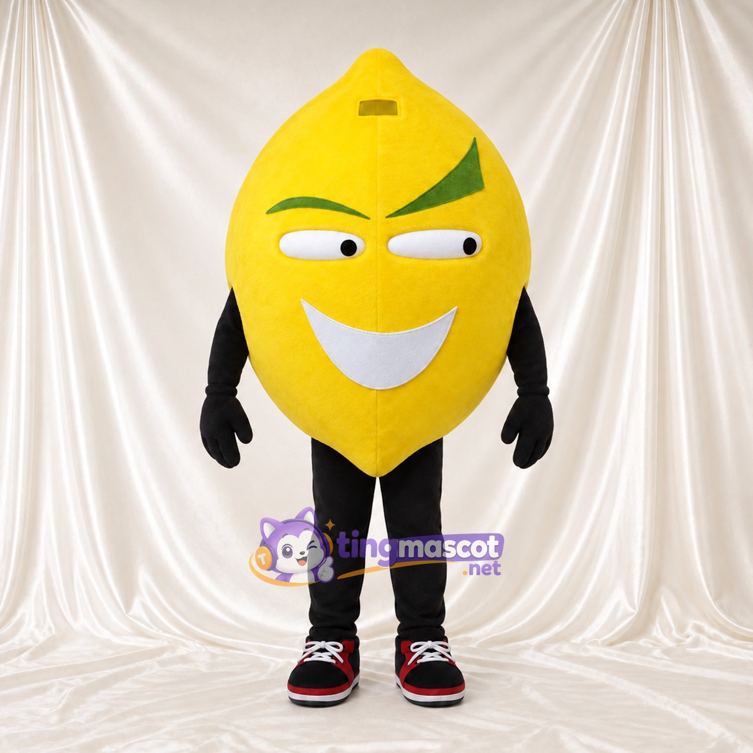 Costume de mascotte Citron – jaune – Jambes (noir) Costume de mascotte Citron – jaune – Jambes (noir)