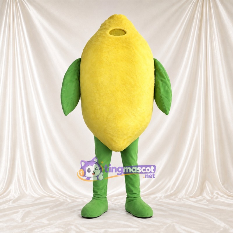 Costume de mascotte Citron – jaune – Feuille (vert); Jambes (vert) Costume de mascotte Citron – jaune – Feuille (vert); Jambes (vert)