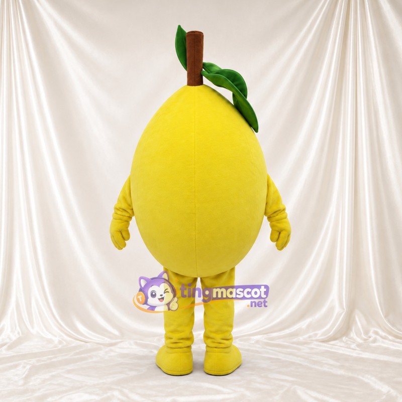Costume de mascotte Citron – jaune – Sourire avec dents; Feuilles au sommet (vert) Costume de mascotte Citron – jaune – Sourire avec dents; Feuilles au sommet (vert)
