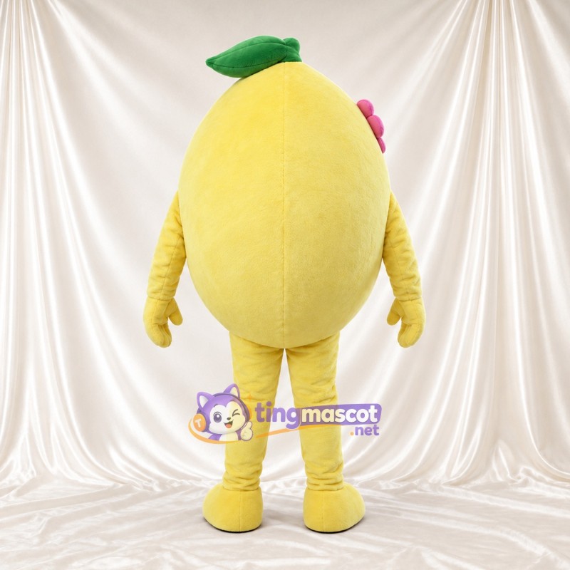 Costume de mascotte Citron – jaune – Feuilles au sommet (vert); Cils Costume de mascotte Citron – jaune – Feuilles au sommet (vert); Cils