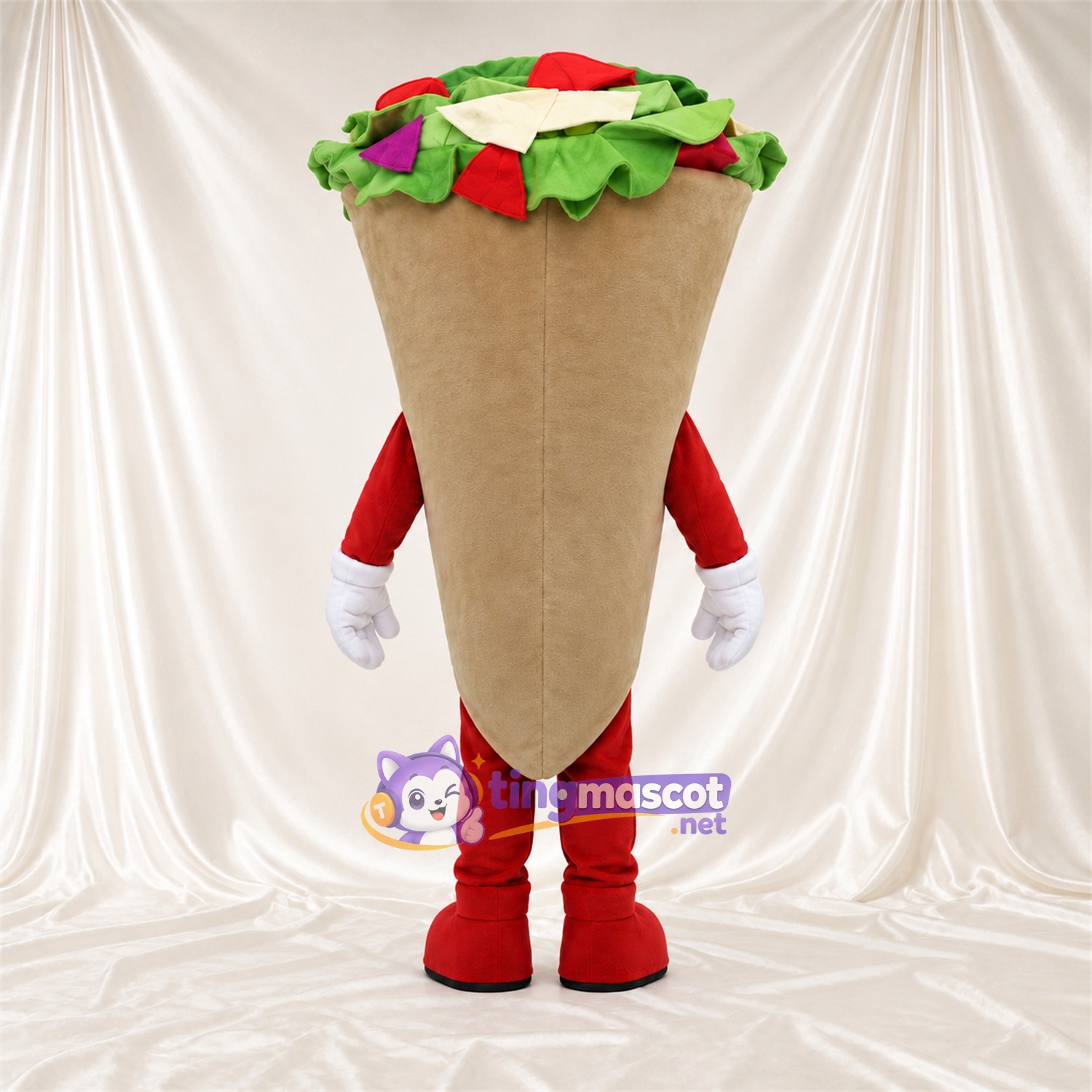 Tan Wrap Sandwich Mascot Costume - Vegetable Filling Tan Wrap Sandwich Mascot Costume - Vegetable Filling