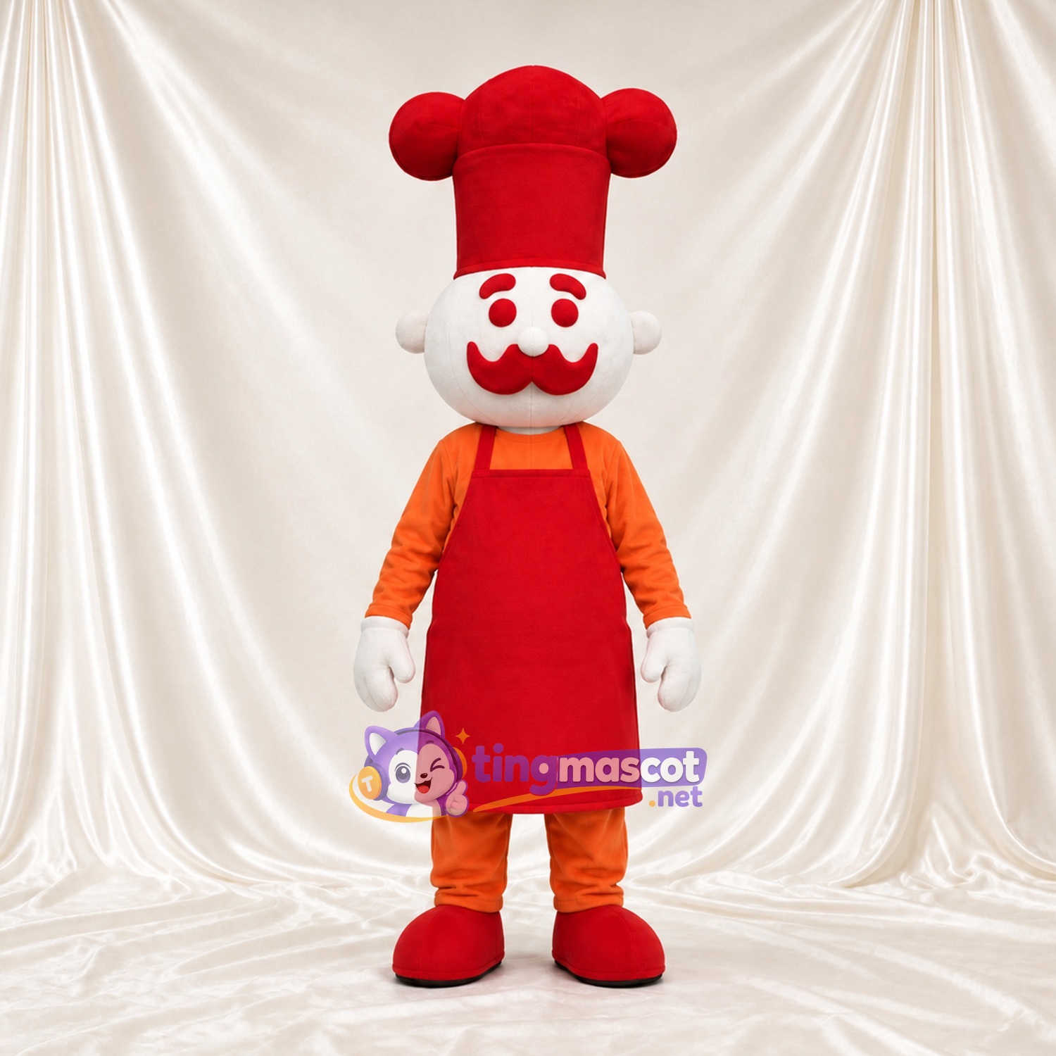 Costume de mascotte Chef cuisinier – rouge – Chapeau (rouge); Tablier