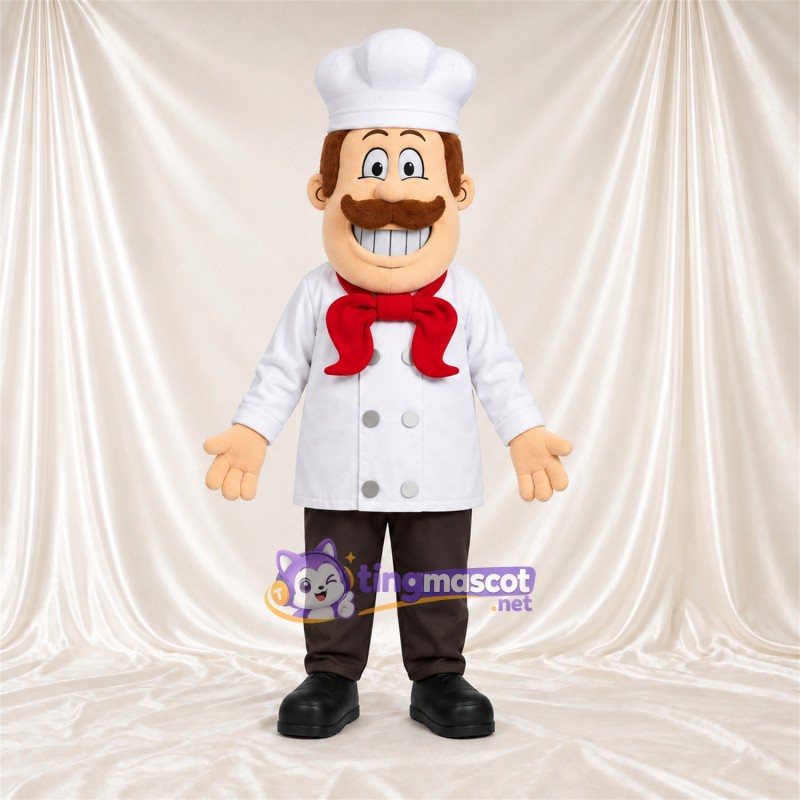 Costume de mascotte Chef cuisinier – blanc / rouge – Veste (blanc); Écharpe Costume de mascotte Chef cuisinier – blanc / rouge – Veste (blanc); Écharpe