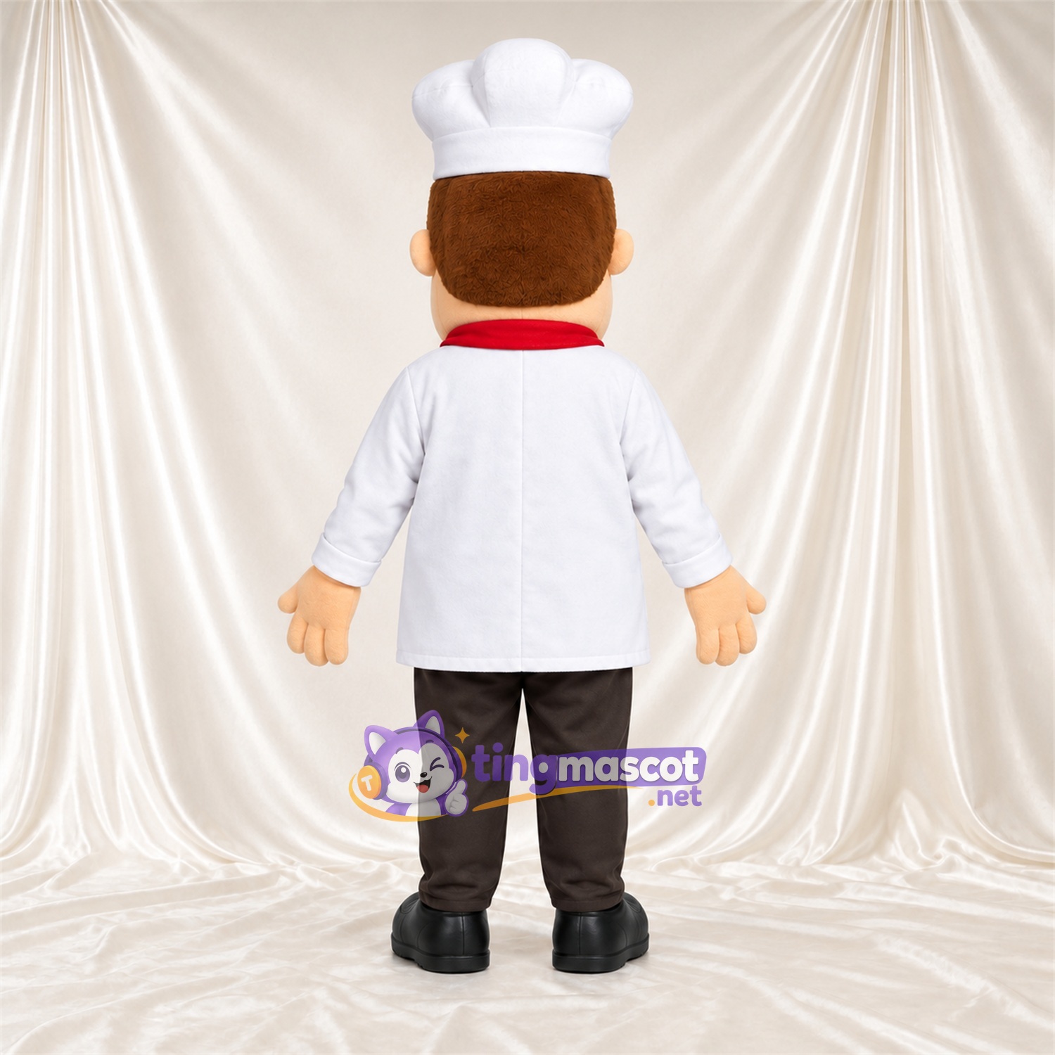 Costume de mascotte Chef cuisinier – blanc / rouge – Veste (blanc); Écharpe Costume de mascotte Chef cuisinier – blanc / rouge – Veste (blanc); Écharpe