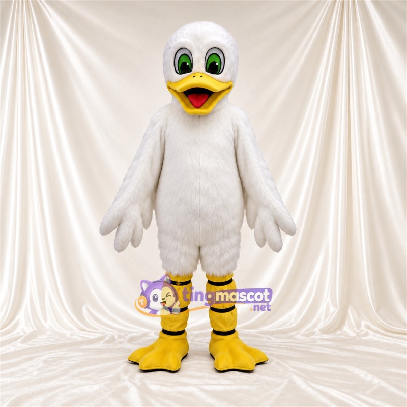 Costume de mascotte Canard – blanc – Yeux (vert); Jambes (jaune) Costume de mascotte Canard – blanc – Yeux (vert); Jambes (jaune)
