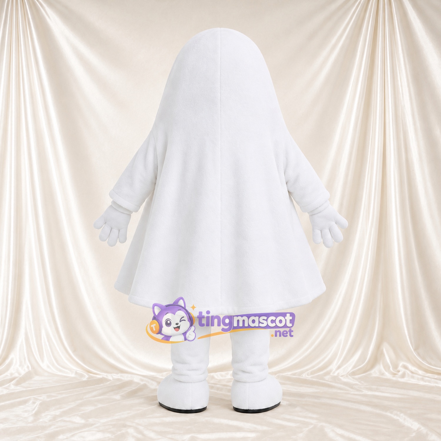Costume de mascotte Fantôme – blanc – Pieds (blanc); Yeux (bleu) Costume de mascotte Fantôme – blanc – Pieds (blanc); Yeux (bleu)