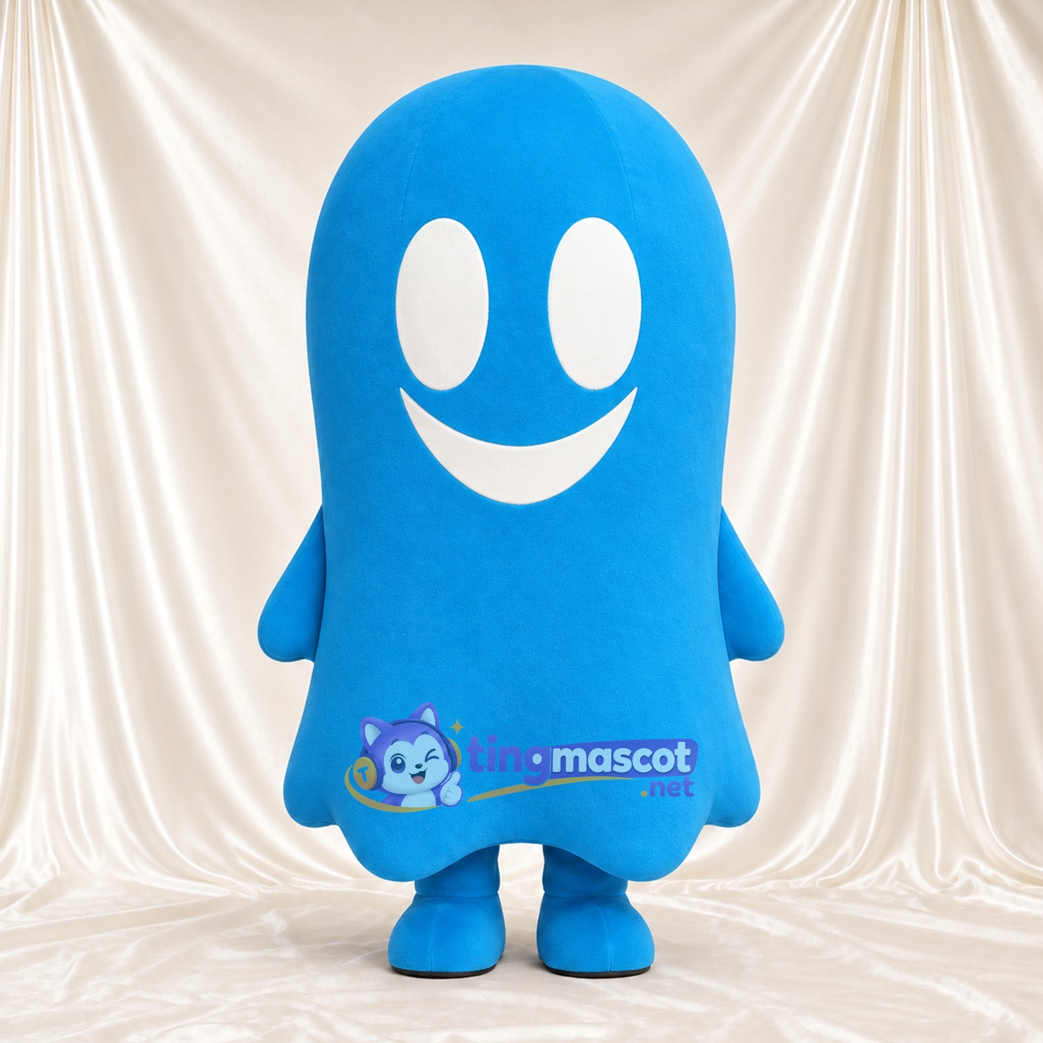 Blue Ghost Mascot Costume - Blue Feet and White Eyes Blue Ghost Mascot Costume - Blue Feet and White Eyes