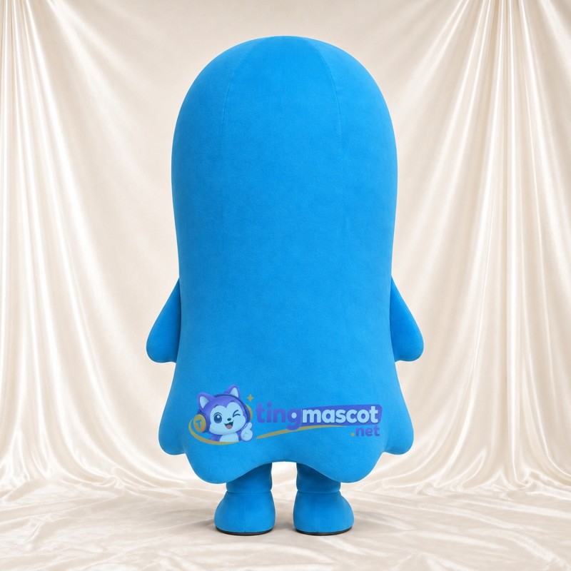 Blue Ghost Mascot Costume - Blue Feet and White Eyes Blue Ghost Mascot Costume - Blue Feet and White Eyes