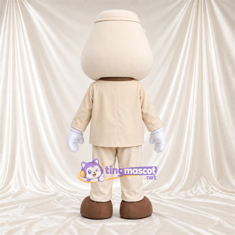 Maskottchenkostüm Geist – creme – Anzug (creme); Fliege (braun) Maskottchenkostüm Geist – creme – Anzug (creme); Fliege (braun)