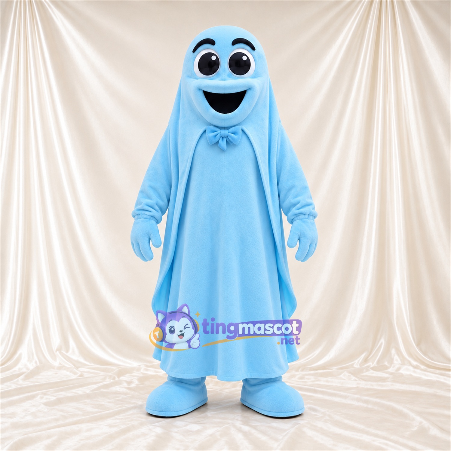 Blue Ghost Mascot Costume - Blue Bow Tie Blue Ghost Mascot Costume - Blue Bow Tie