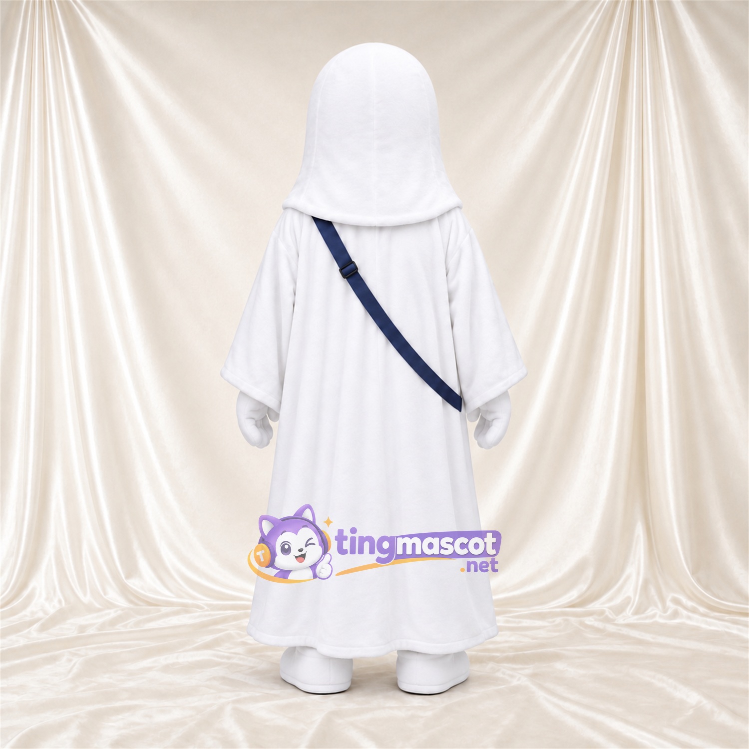 Maskottchenkostüm Geist – weiß – Umhängetasche (marineblau) Maskottchenkostüm Geist – weiß – Umhängetasche (marineblau)