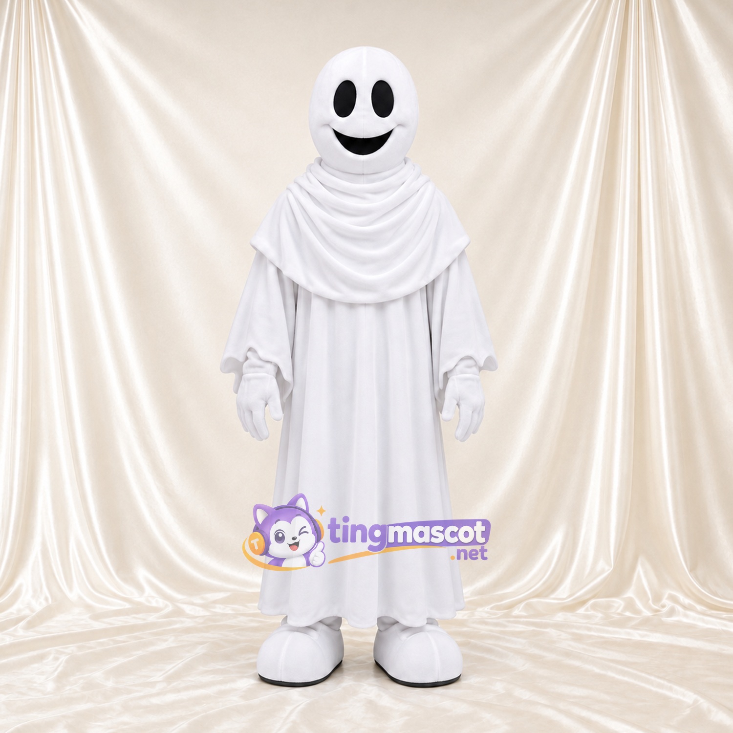 Maskottchenkostüm Geist – weiß – Robe; Umhang Maskottchenkostüm Geist – weiß – Robe; Umhang