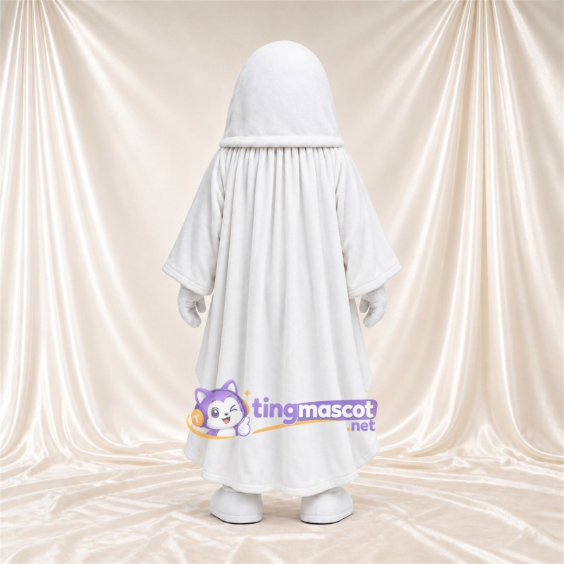 Costume de mascotte Fantôme – blanc – Gants (blanc); Tunique longue Costume de mascotte Fantôme – blanc – Gants (blanc); Tunique longue