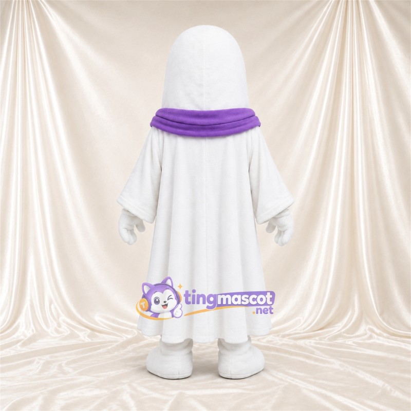 Costume de mascotte Fantôme – blanc – Écharpe (violet) Costume de mascotte Fantôme – blanc – Écharpe (violet)