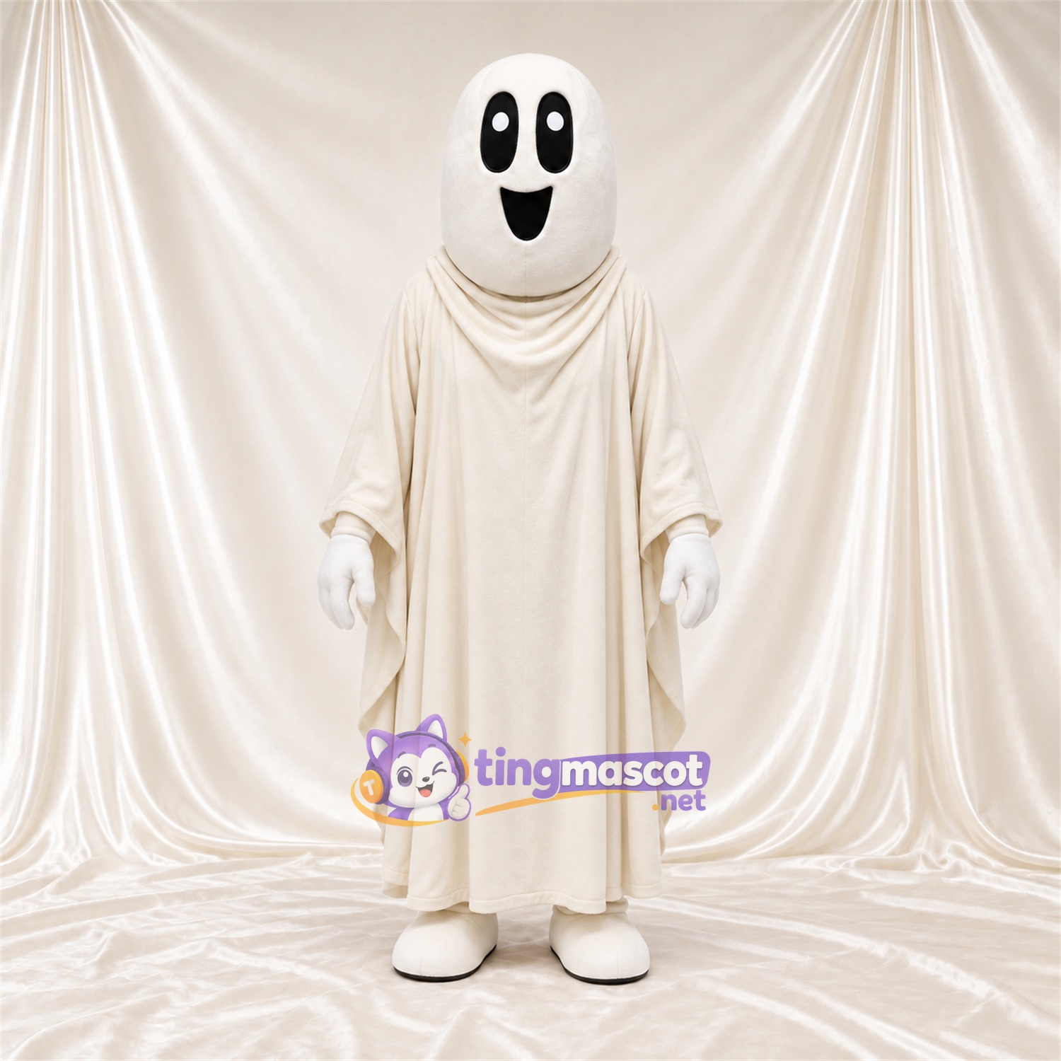 Maskottchenkostüm Geist – creme – Handschuhe (weiß); Robe Maskottchenkostüm Geist – creme – Handschuhe (weiß); Robe