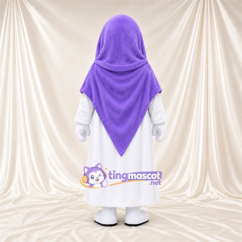 Costume de mascotte Fantôme – blanc – Châle à capuche (violet) Costume de mascotte Fantôme – blanc – Châle à capuche (violet)