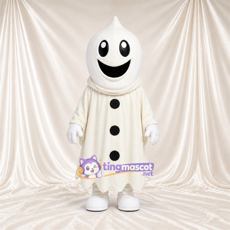 Maskottchenkostüm Geist – creme – Knöpfe (schwarz); Robe Maskottchenkostüm Geist – creme – Knöpfe (schwarz); Robe
