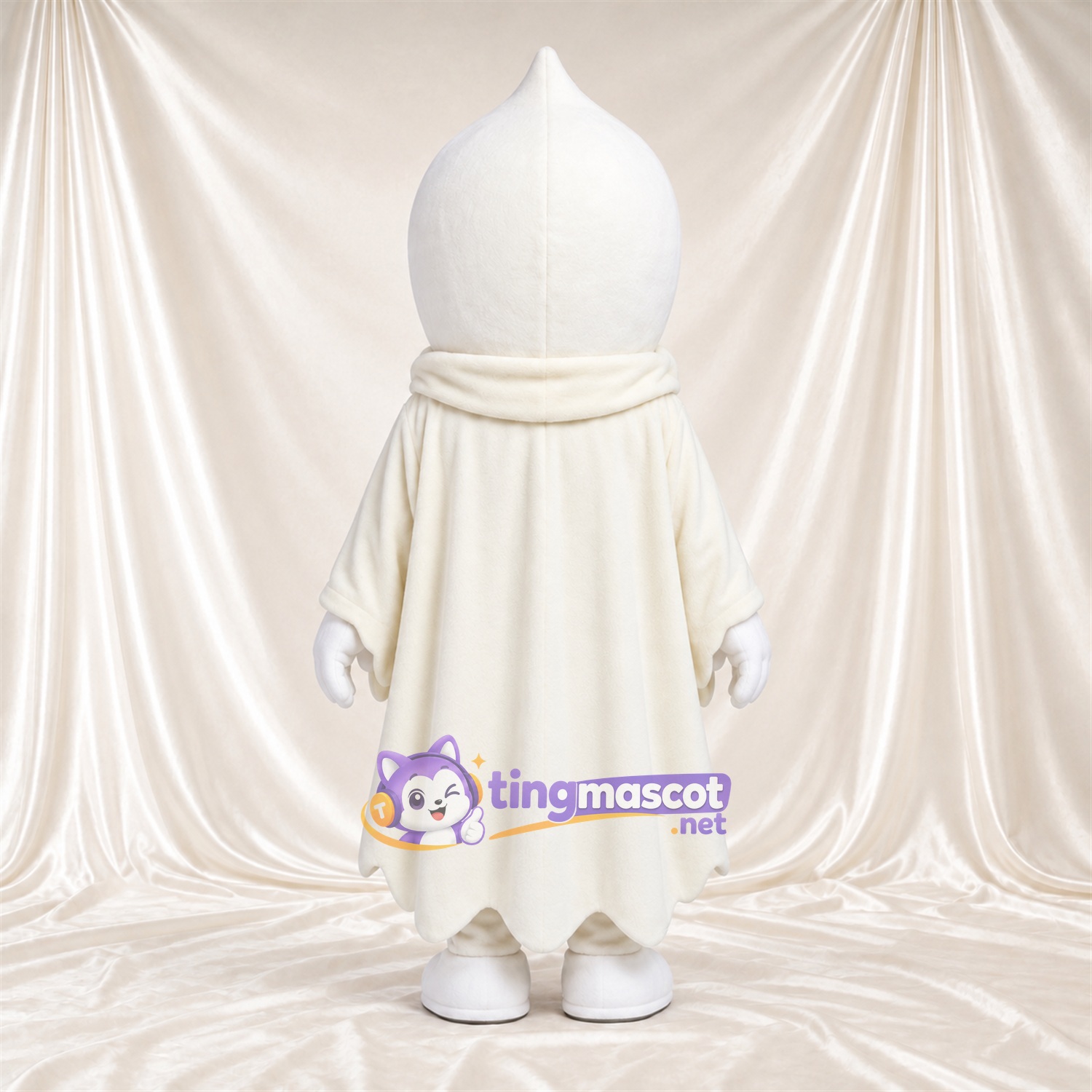Maskottchenkostüm Geist – creme – Knöpfe (schwarz); Robe Maskottchenkostüm Geist – creme – Knöpfe (schwarz); Robe