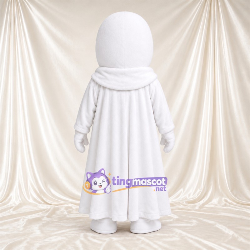 White Ghost Mascot Costume - Blue Cheeks and Long Draped Robe White Ghost Mascot Costume - Blue Cheeks and Long Draped Robe