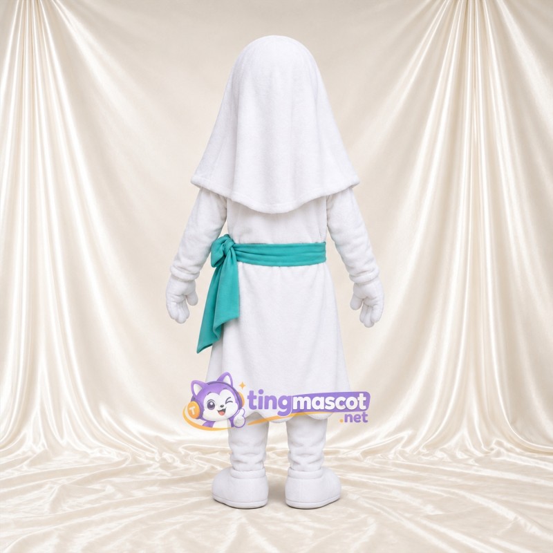 Costume de mascotte Fantôme – blanc – Écharpe en bandoulière (turquoise) Costume de mascotte Fantôme – blanc – Écharpe en bandoulière (turquoise)