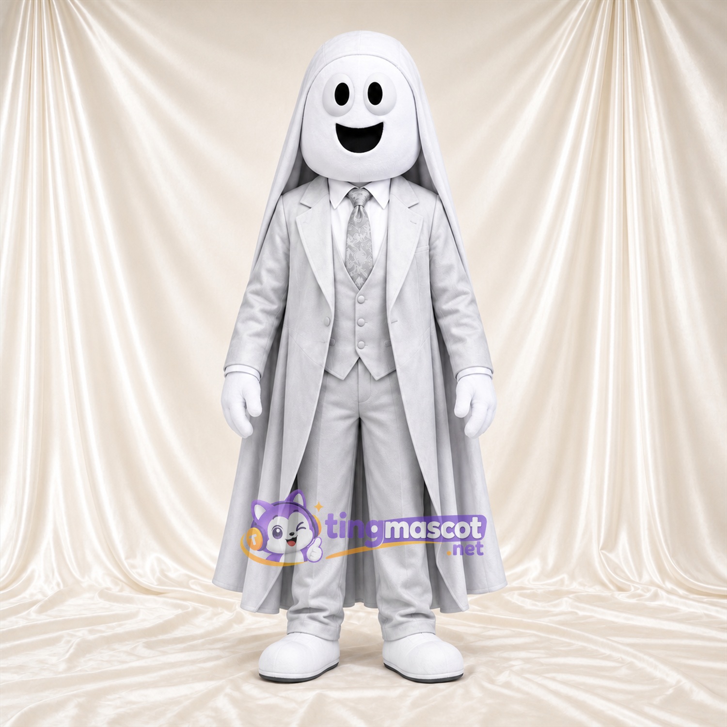 Costume de mascotte Fantôme – blanc – Costume (blanc); Cape Costume de mascotte Fantôme – blanc – Costume (blanc); Cape