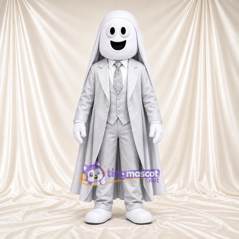 Costume de mascotte Fantôme – blanc – Costume (blanc); Cape Costume de mascotte Fantôme – blanc – Costume (blanc); Cape