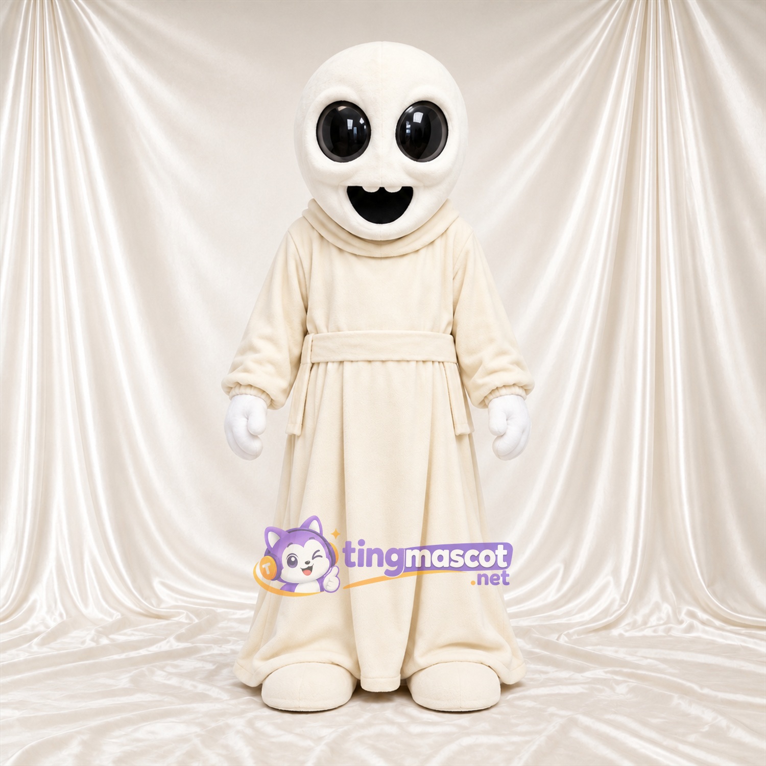 Maskottchenkostüm Geist – creme – Robe; Kopf Maskottchenkostüm Geist – creme – Robe; Kopf