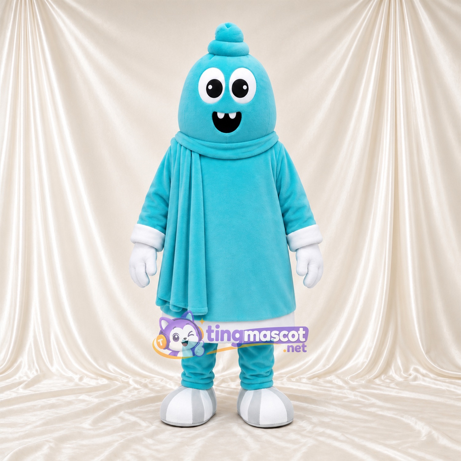 Blue Ghost Mascot Costume - White Gloves and White Feet Blue Ghost Mascot Costume - White Gloves and White Feet