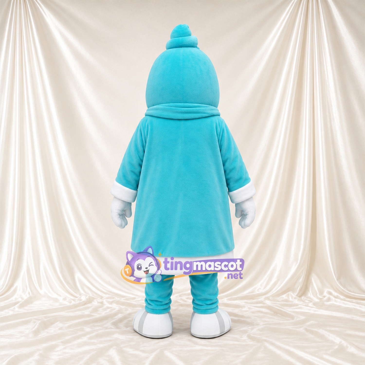 Blue Ghost Mascot Costume - White Gloves and White Feet Blue Ghost Mascot Costume - White Gloves and White Feet