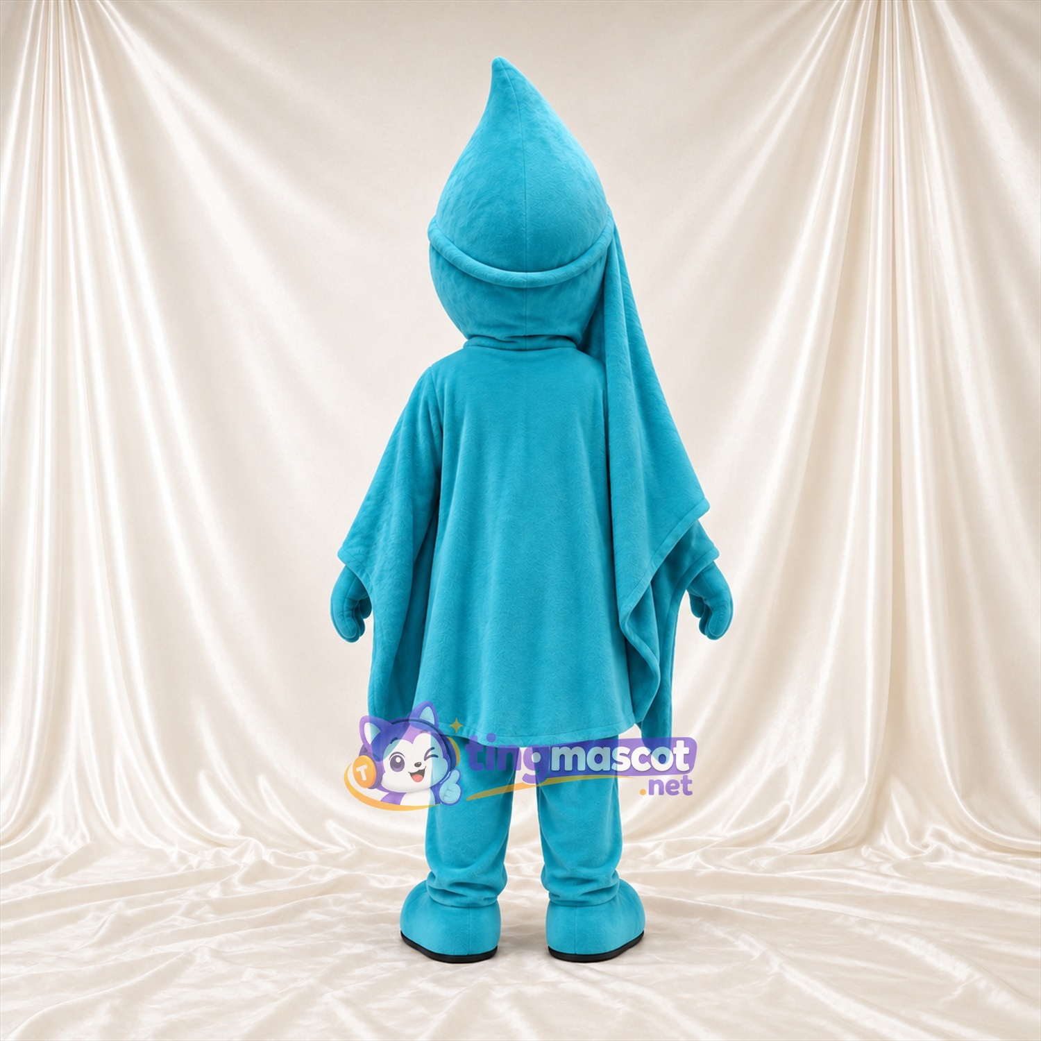 Blue Ghost Mascot Costume - Blue Feet and White Buttons Blue Ghost Mascot Costume - Blue Feet and White Buttons