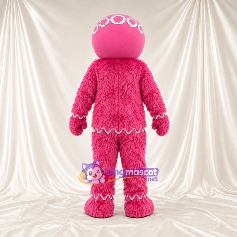 Costume de mascotte Bonhomme en pain d’épices – rose Costume de mascotte Bonhomme en pain d’épices – rose