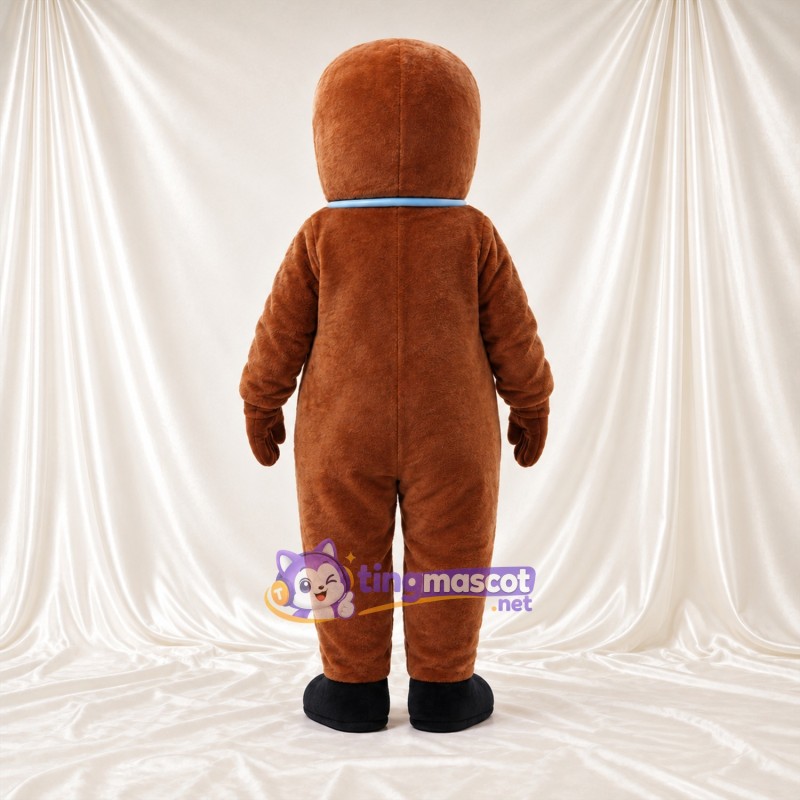 Brown Gingerbread Man Mascot Costume - Blue Bow Tie and Buttons Brown Gingerbread Man Mascot Costume - Blue Bow Tie and Buttons
