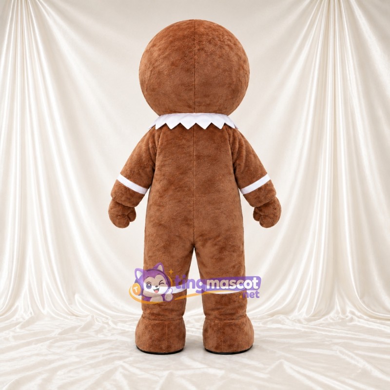 Costume de mascotte Bonhomme en pain d’épices – marron – Nez (rouge); Boutons (noir)