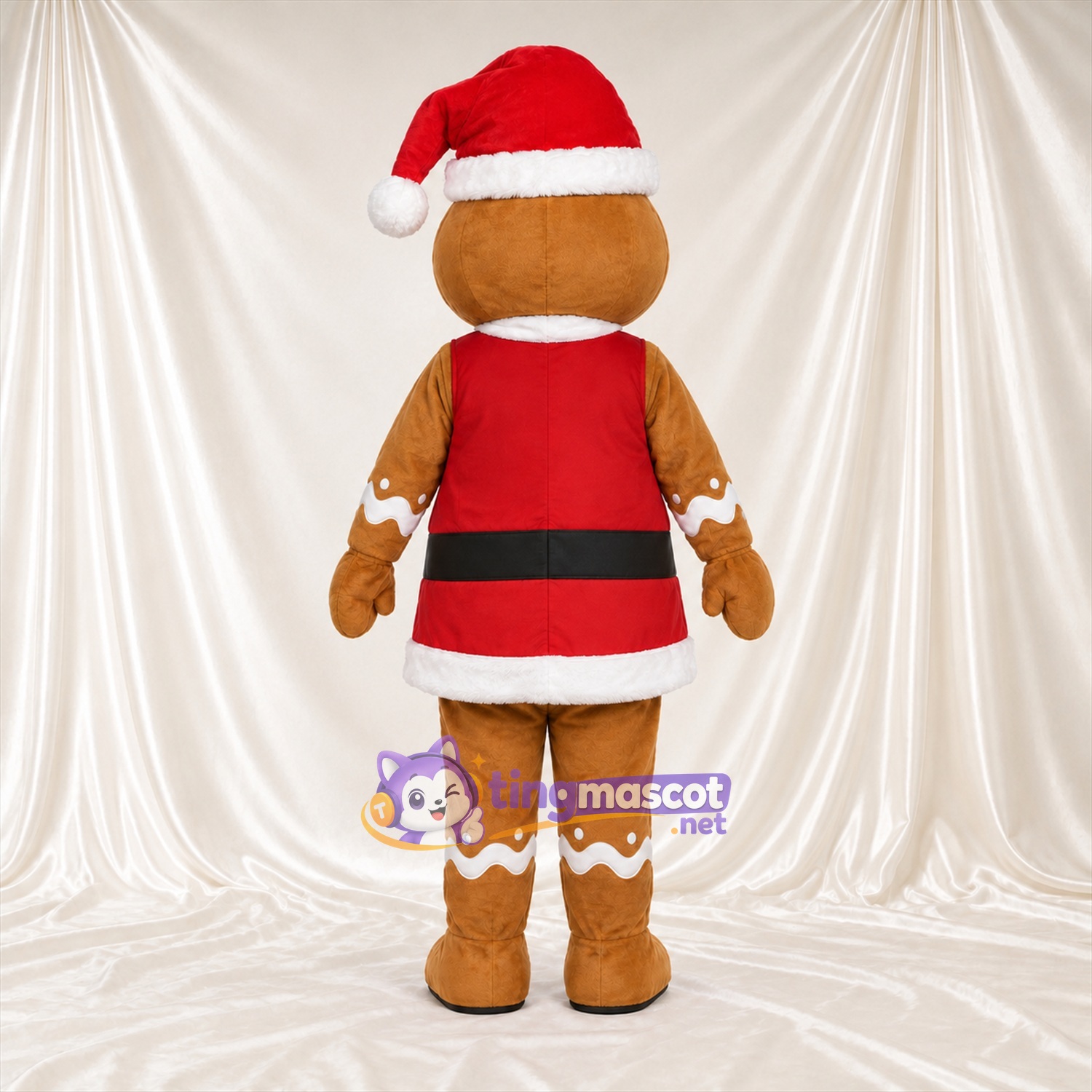 Costume de mascotte Bonhomme en pain d’épices – marron – Tenue de Père Noël Costume de mascotte Bonhomme en pain d’épices – marron – Tenue de Père Noël