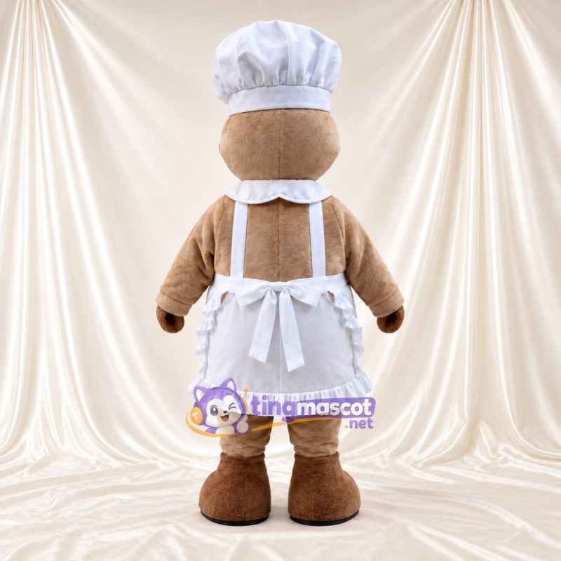 Maskottchenkostüm Lebkuchenmann – braun – Kochmütze (weiß); Schürze Maskottchenkostüm Lebkuchenmann – braun – Kochmütze (weiß); Schürze