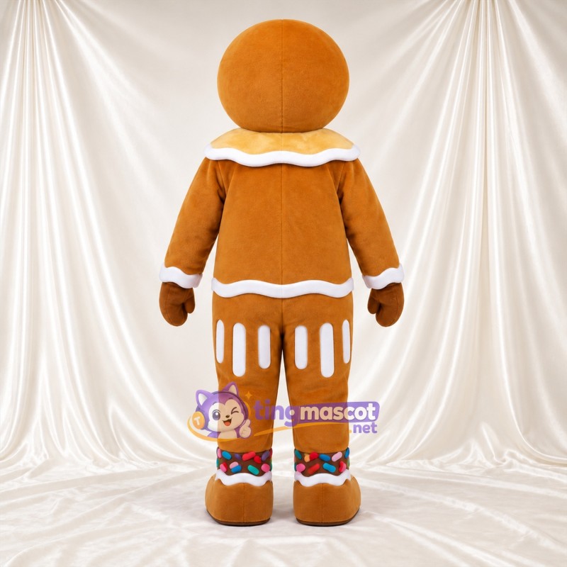 Costume de mascotte Bonhomme en pain d’épices – marron – Boutons (blanc); Col (blanc) Costume de mascotte Bonhomme en pain d’épices – marron – Boutons (blanc); Col (blanc)