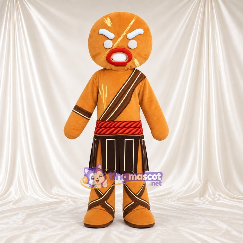 Brown Gingerbread Man Mascot Costume - Brown Warrior Outfit Brown Gingerbread Man Mascot Costume - Brown Warrior Outfit