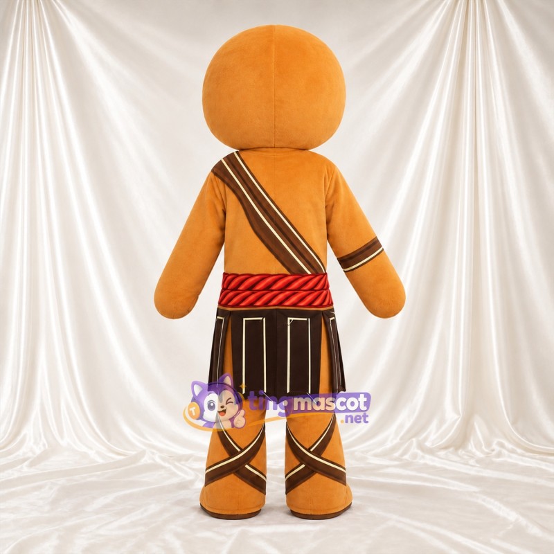 Brown Gingerbread Man Mascot Costume - Brown Warrior Outfit Brown Gingerbread Man Mascot Costume - Brown Warrior Outfit