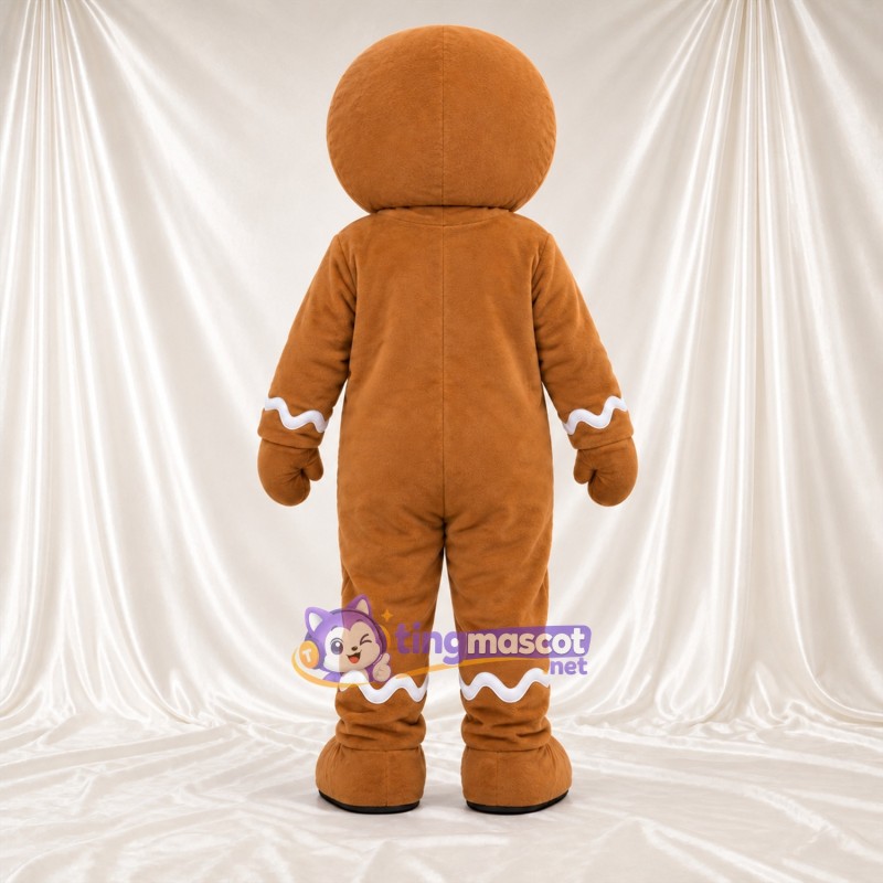 Costume de mascotte Bonhomme en pain d’épices – marron – Nœud papillon (rouge); Joues (rose) Costume de mascotte Bonhomme en pain d’épices – marron – Nœud papillon (rouge); Joues (rose)