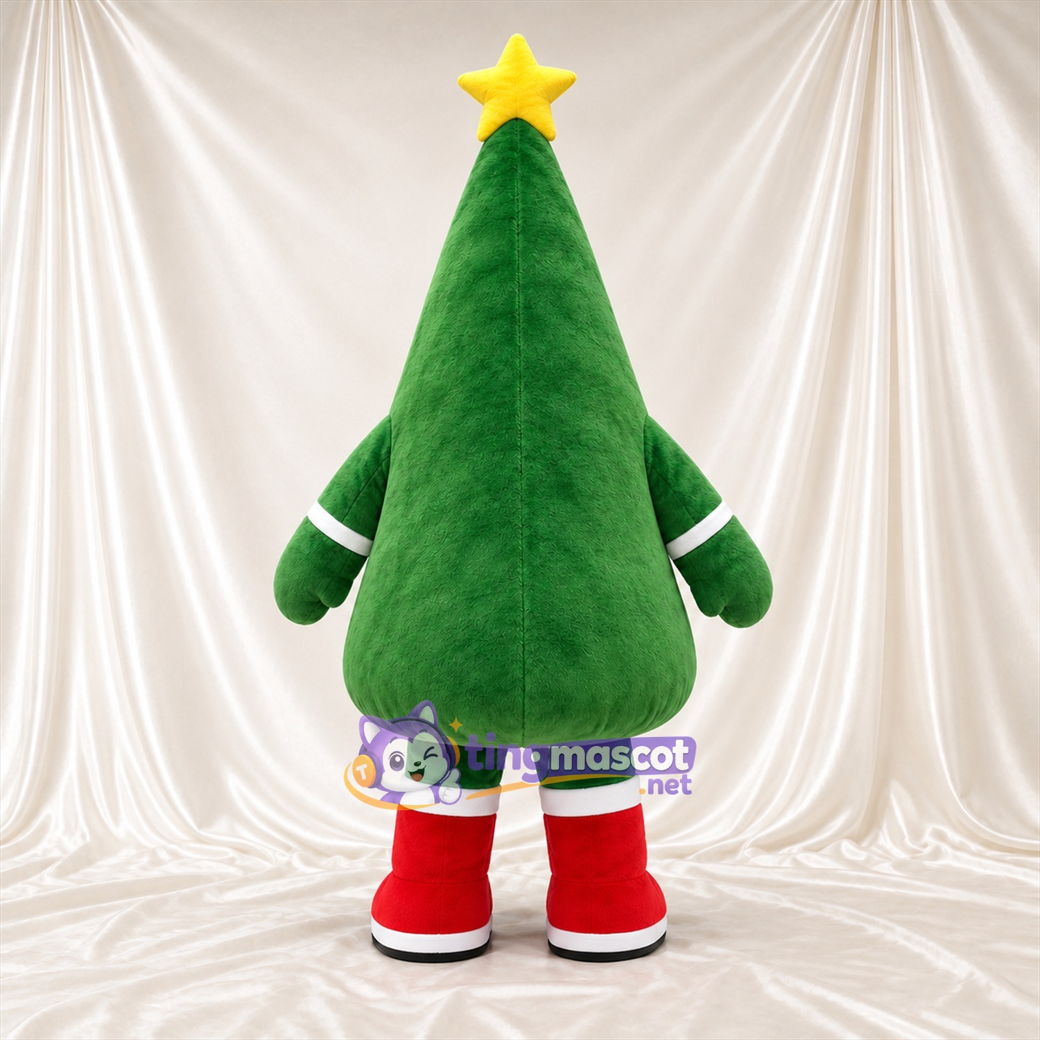 Maskottchenkostüm Weihnachtsbaum – grün – Stern (gelb); Nase (rot)