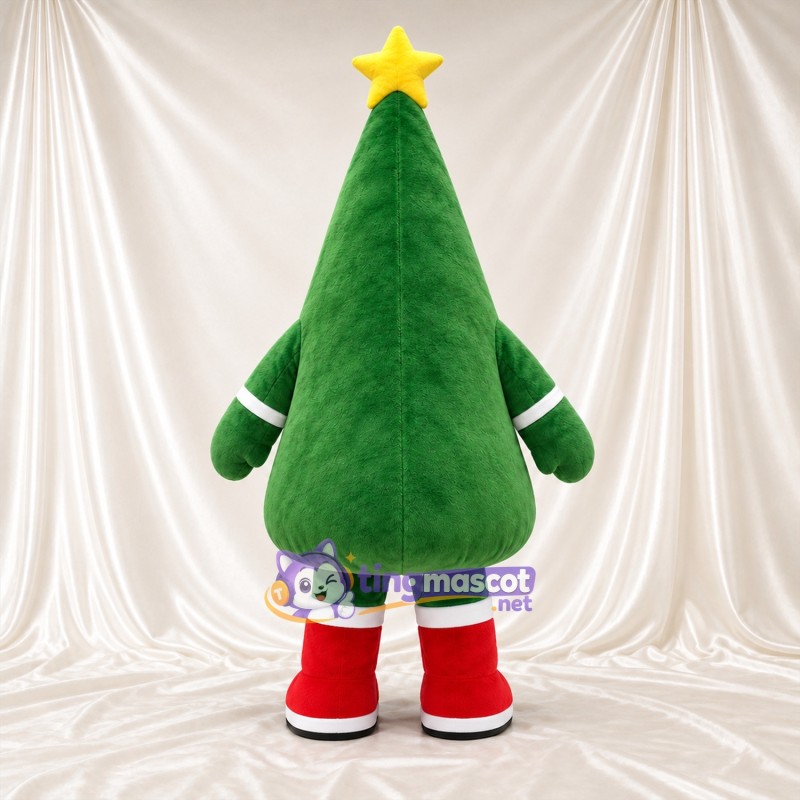 Maskottchenkostüm Weihnachtsbaum – grün – Stern (gelb); Nase (rot)