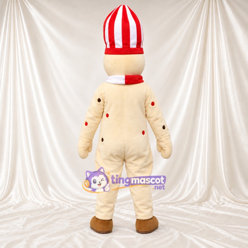Costume de mascotte Bonhomme en pain d’épices – crème – Chapeau Costume de mascotte Bonhomme en pain d’épices – crème – Chapeau